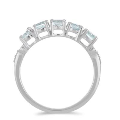 BUY 925 SILVER AQUA MARINE GEMSTONE CLUSTER RING 